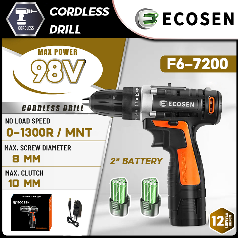 Mesin Bor Baterai Bor ECOSEN 1/2baterai Bor Cas 1 Set Lengkap Murah Mesin Bor Tangan Bor Listrik Inc