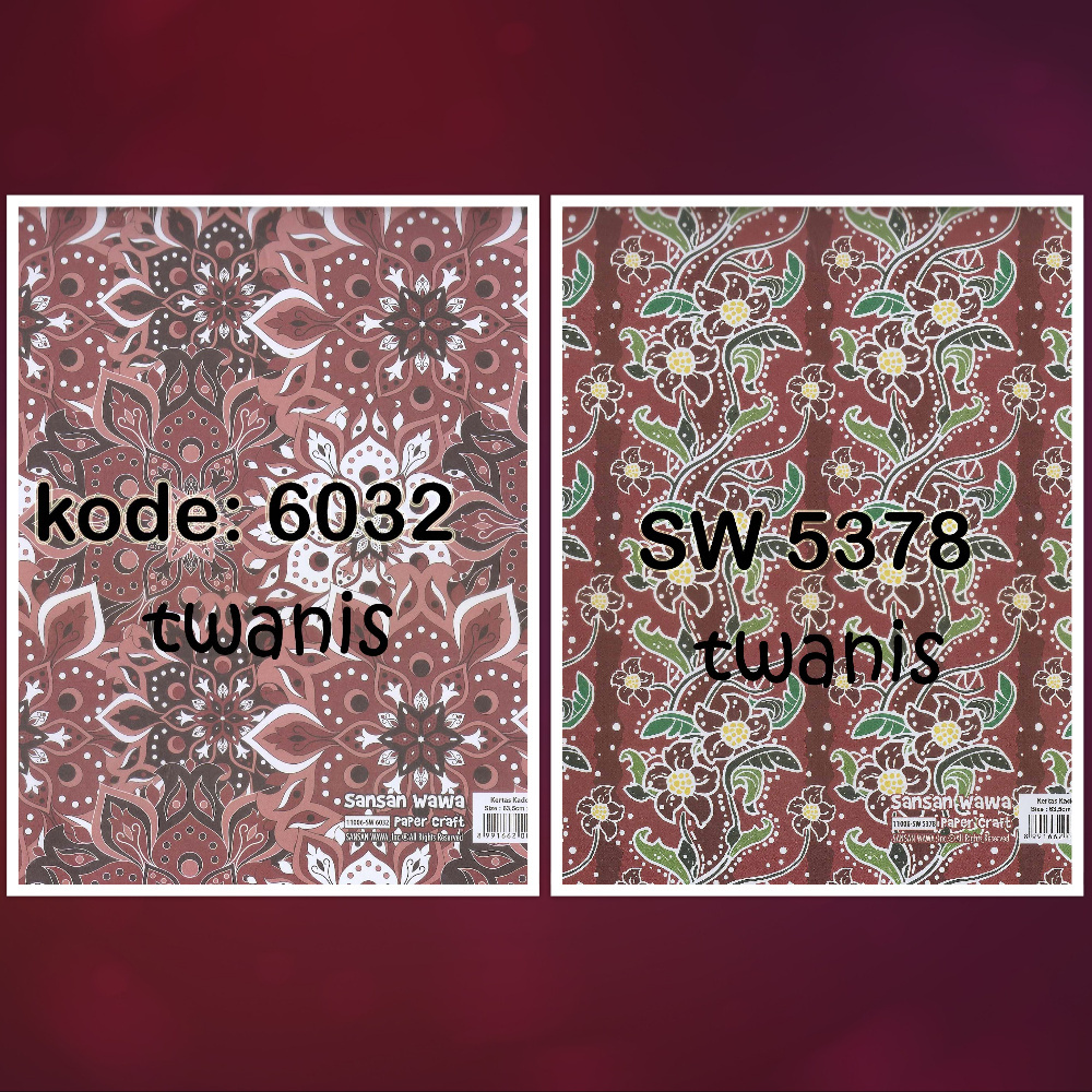 

Kertas Kado Batik SANWA 2 Motif isi 40 lembar kode 5378 dan 6032