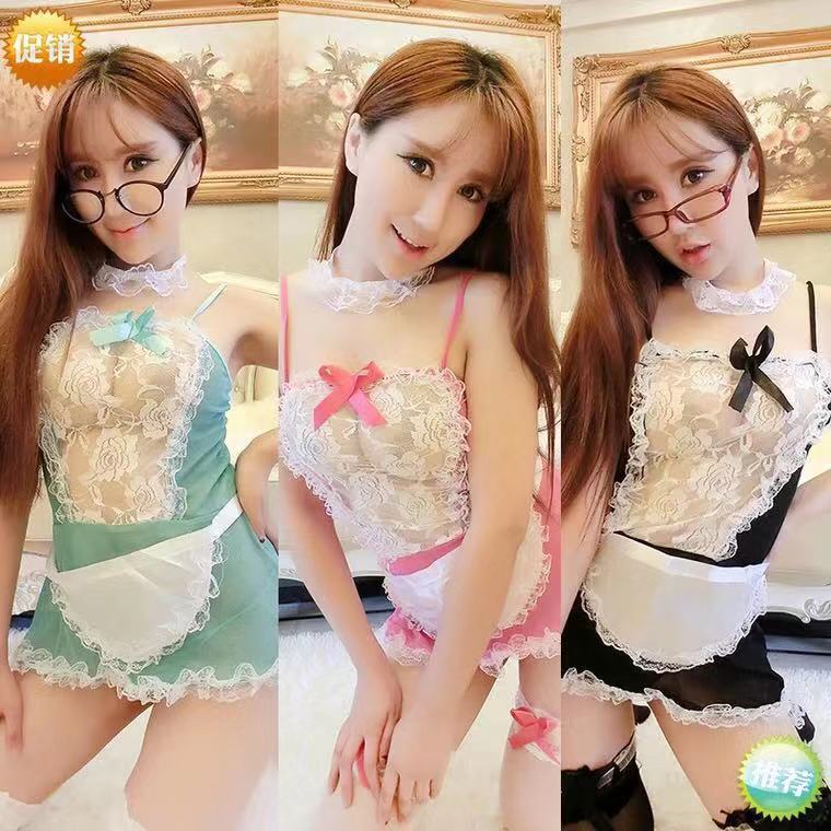 Set Lingerie Costume Maid Babydoll Pelayan Maid Brukat