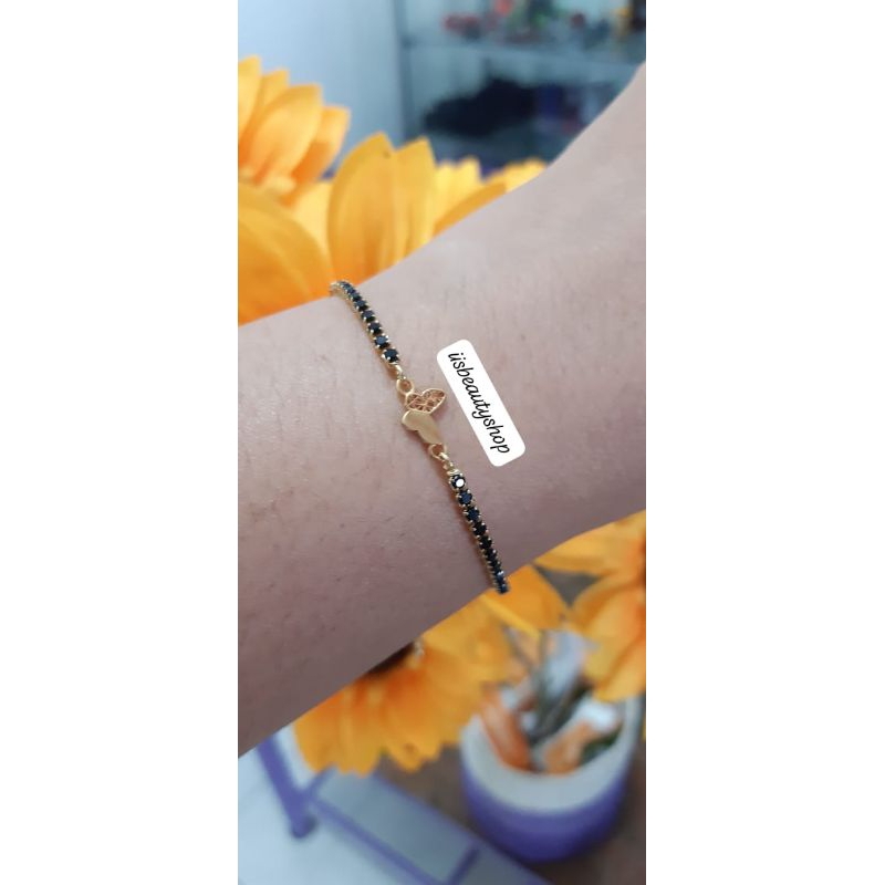 Gelang Serut Gold Batu Hitam Kupu Semar Nusantara