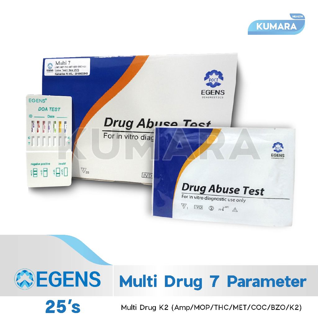 EGENS - Multi Drug Test 7 Parameter K2 / Drug Abuse Test Cassete 25's