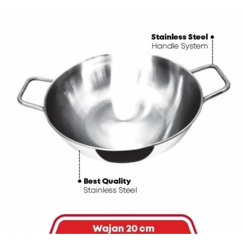 Maspion Wajan Stainless Steel 20 cm 30 Cm 35 Cm