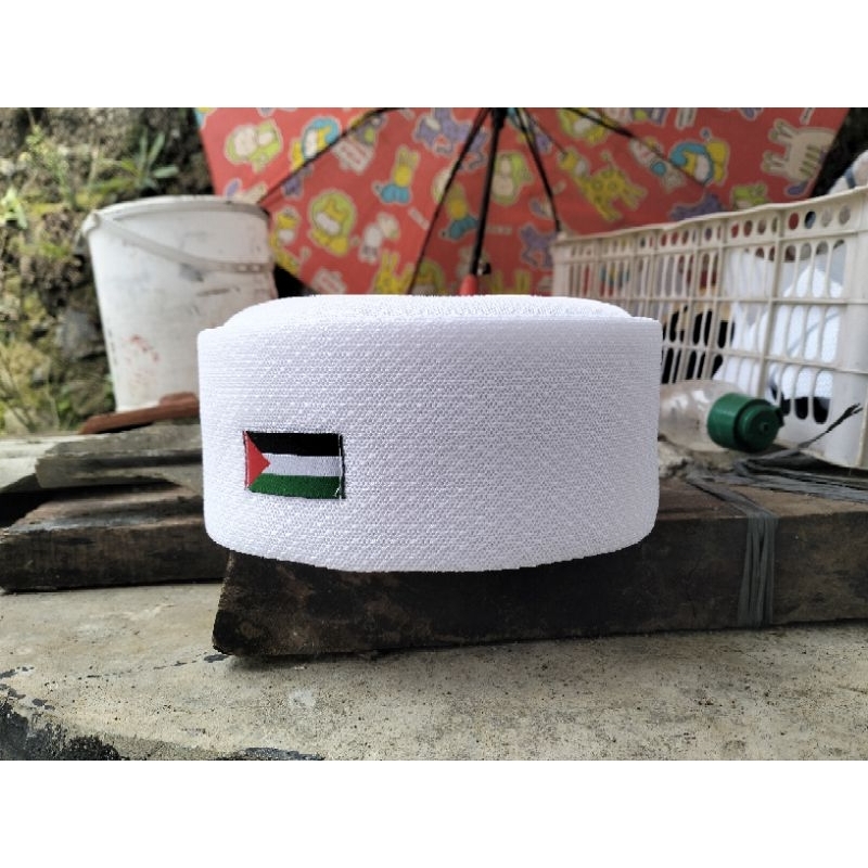 PECI KOPIYAH HABASYA / PECI JARING / PECI CAKNUN WARNA PUTIH PALESTINA