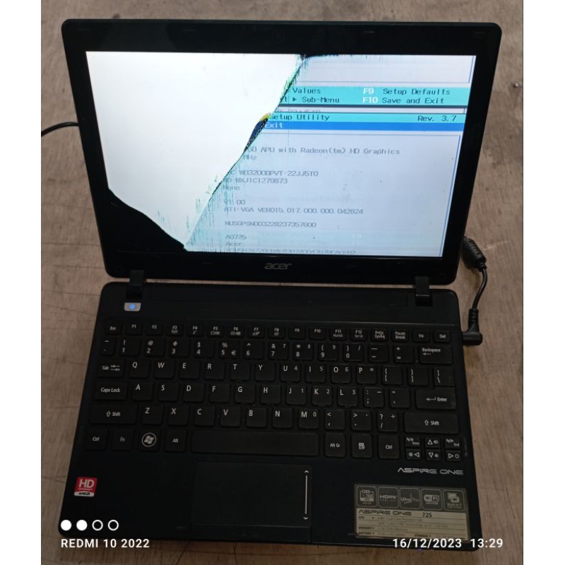 Notebook Acer Aspire One 725-C6Ckk Intel atom DDR3