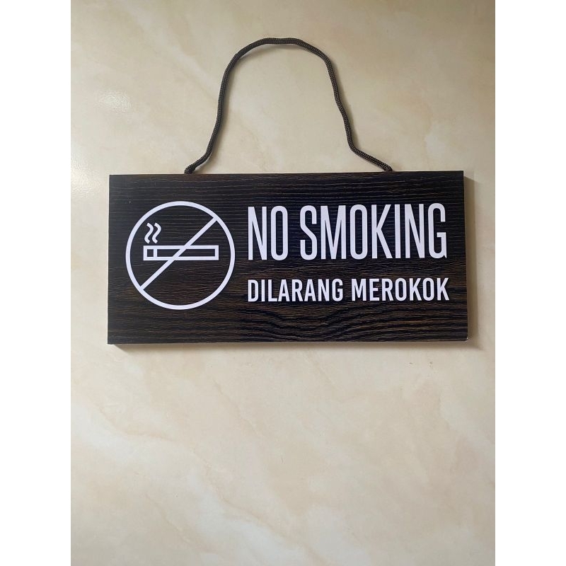 signboard no smoking gantungan mdf 20x10cm