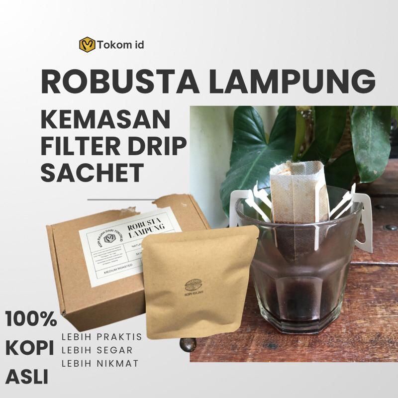

kopi robusta lampung ala filter dripper sachet kemasan box isi 5 pcs