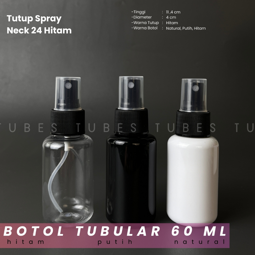 BOTOL 60 ML SPRAY HITAM / BOTOL 60 ML TUTUP SPRAY HITAM