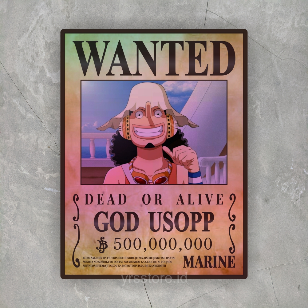 

Sticker Hologram One Piece Wanted God Usop Ukuran +- 7,4 cm sticker case hp dll