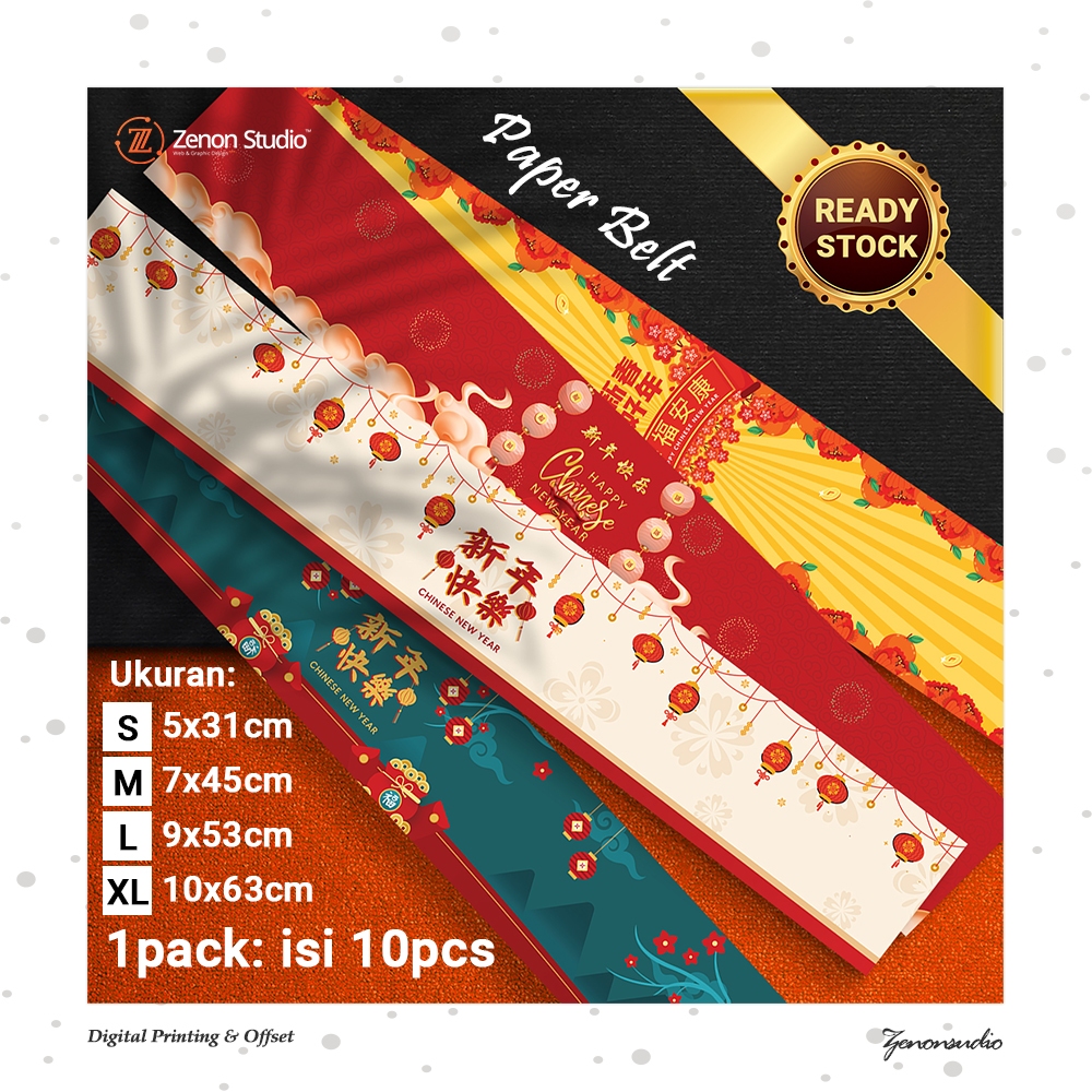 

[10pcs] Paper Belt Imlek CNY Roll Label Chinese New Year Kado Hadiah Ver2
