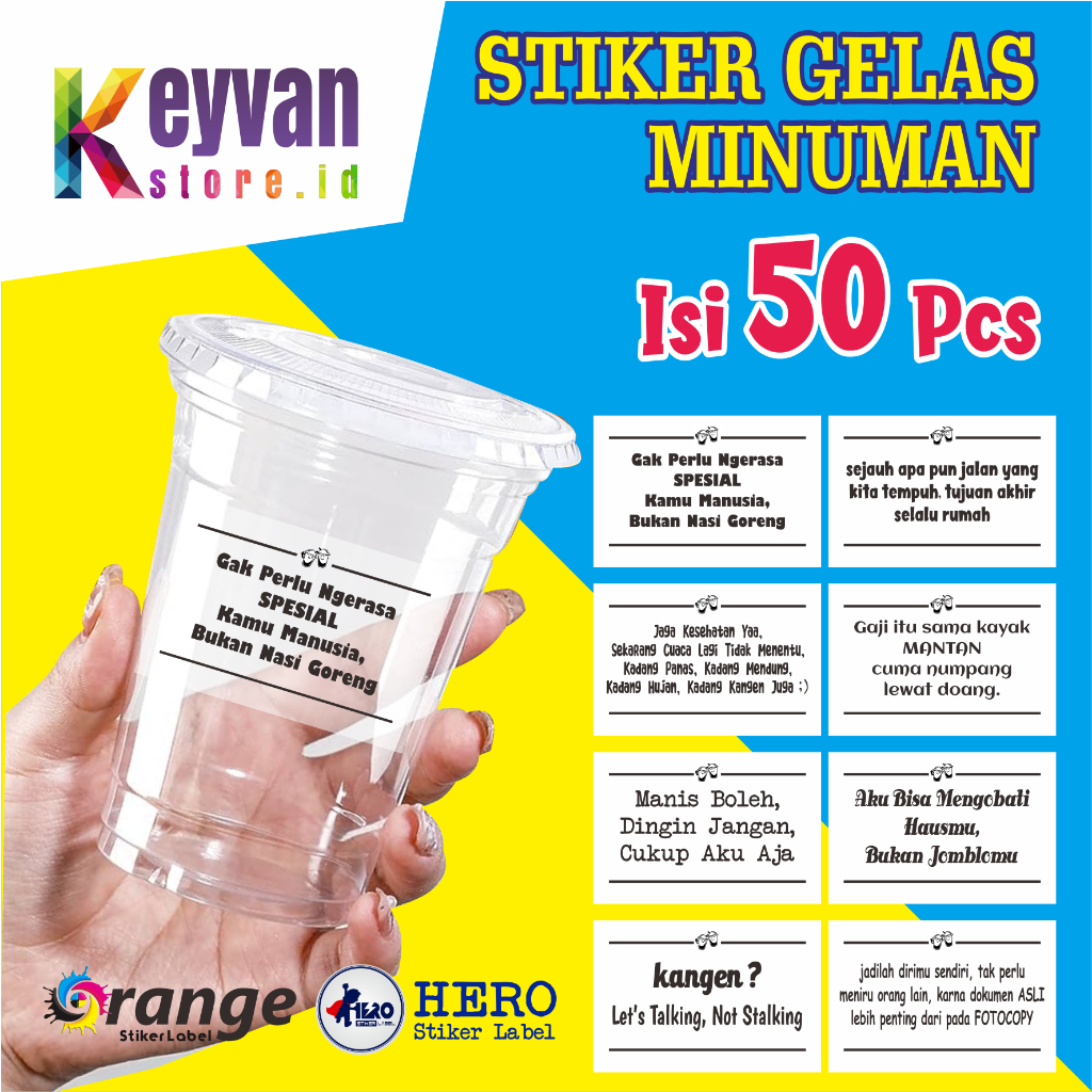 

STIKER KATA-KATA BUAT CUP MINUMAN, STIKER TRANSPARAN, STIKER CUP MINUMAN ISI 50 PCS