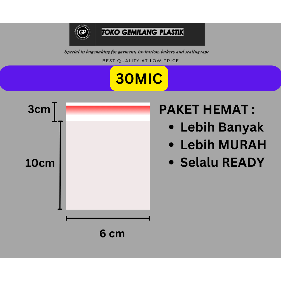 (100Pak) Plastik OPP Seal 6x10 / Paket MURAH