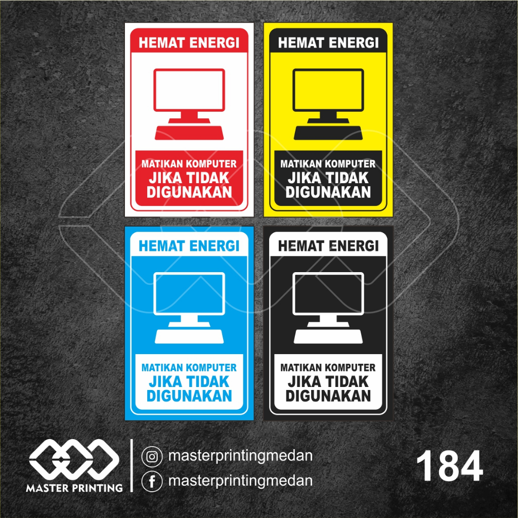 

184 - Stiker Hemat Energi, Matikan Komputer Jika Tidak Digunakan, Tahan Air, Termurah, Bisa Custom
