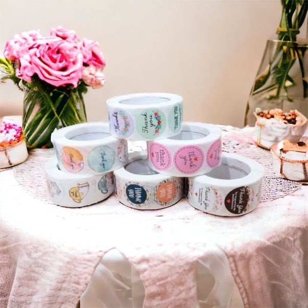 

COD- IP99- Sticker Thank You Roll Isi 500Pcs 2.4Cm Stiker Ucapan Terimakasih Bulat Tempel Segel banyak motif