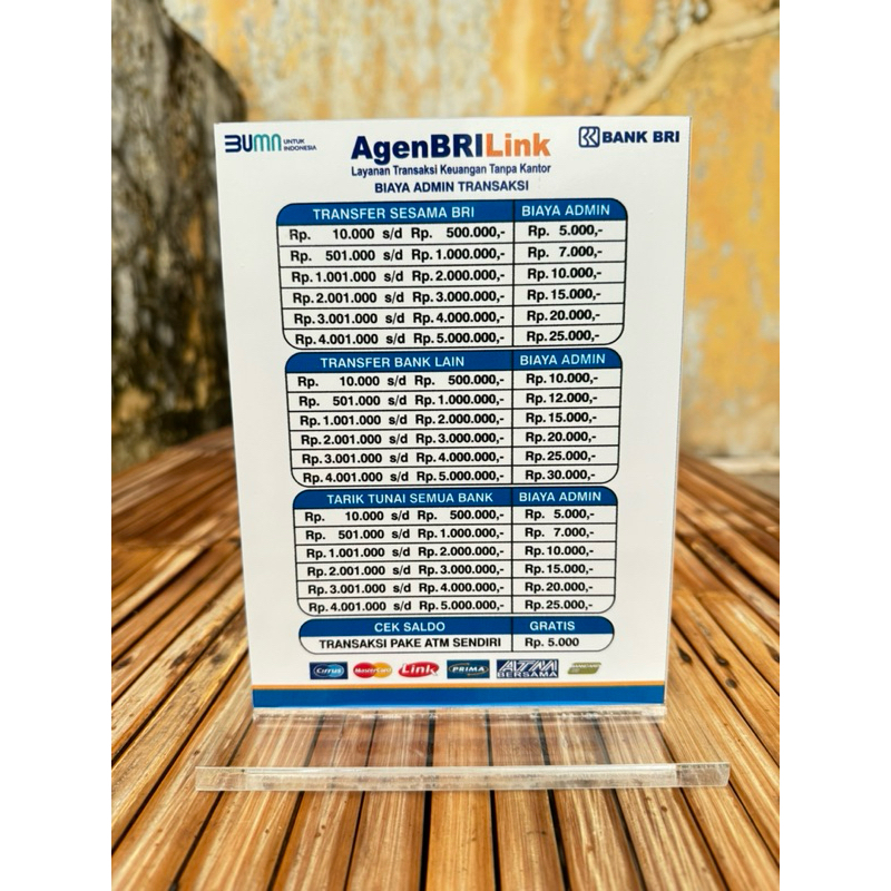 

DAFTAR TARIF AGEN BRILINK BRI AKRILIK TEBAL UKURAN 15x20