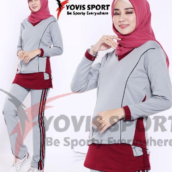 New Stock Stelan senam jumbo  baju senam  celana senam Yovis Sport  setelan platSetelan senam muslim