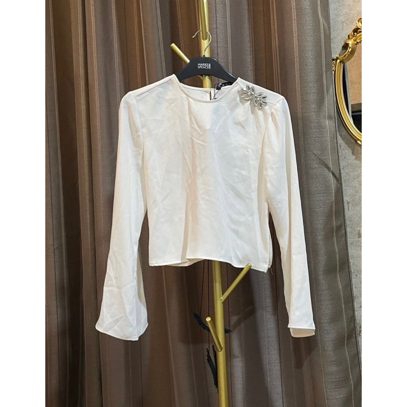 Zara tops blouse putih