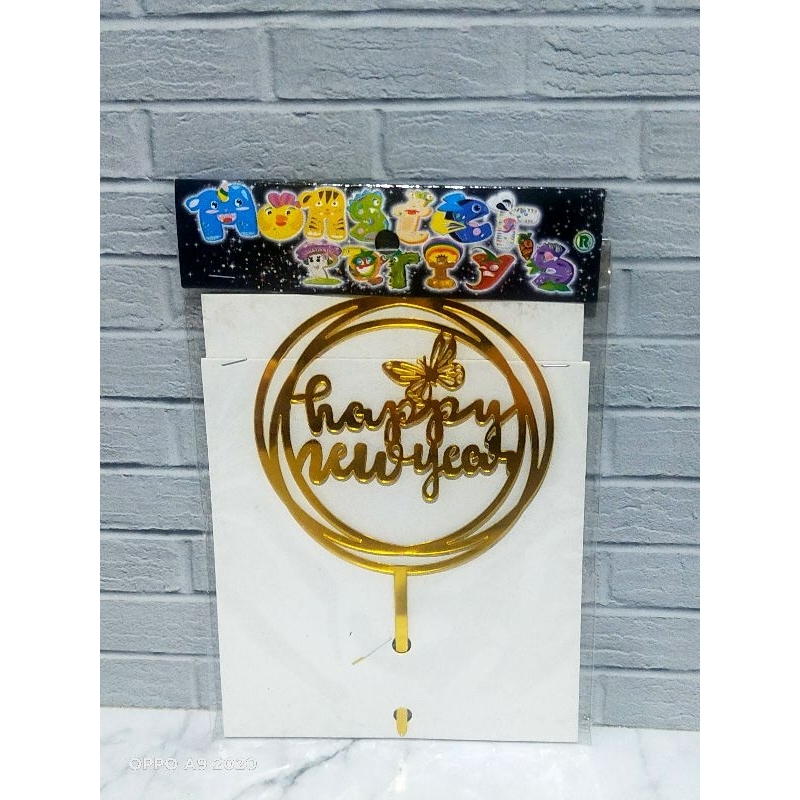cake topping happy new year/cake topping acrilic tahun baru