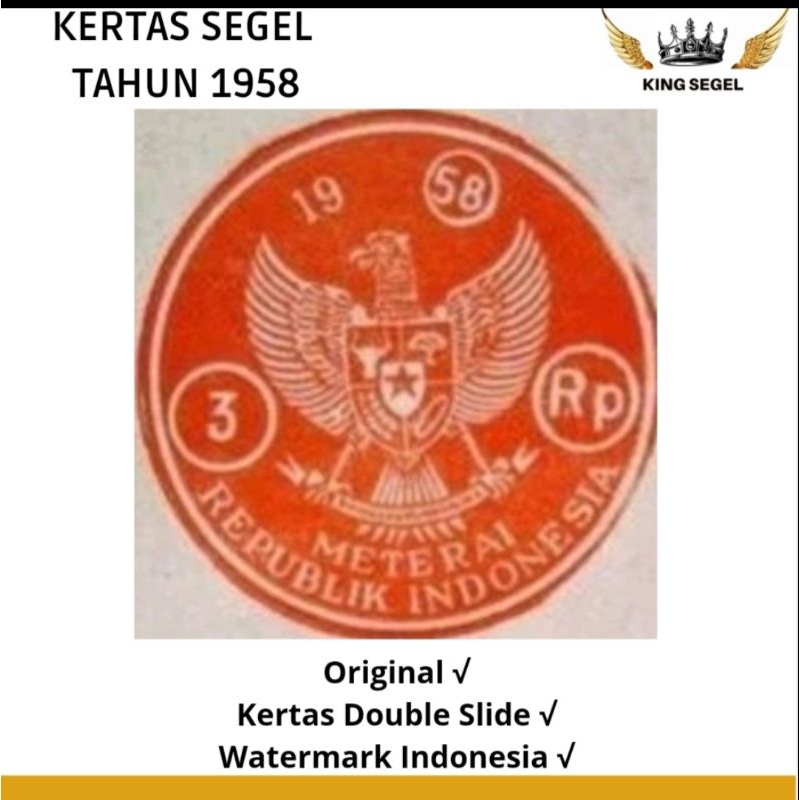 

Kertas Segel Tahun 1958 Double Asli