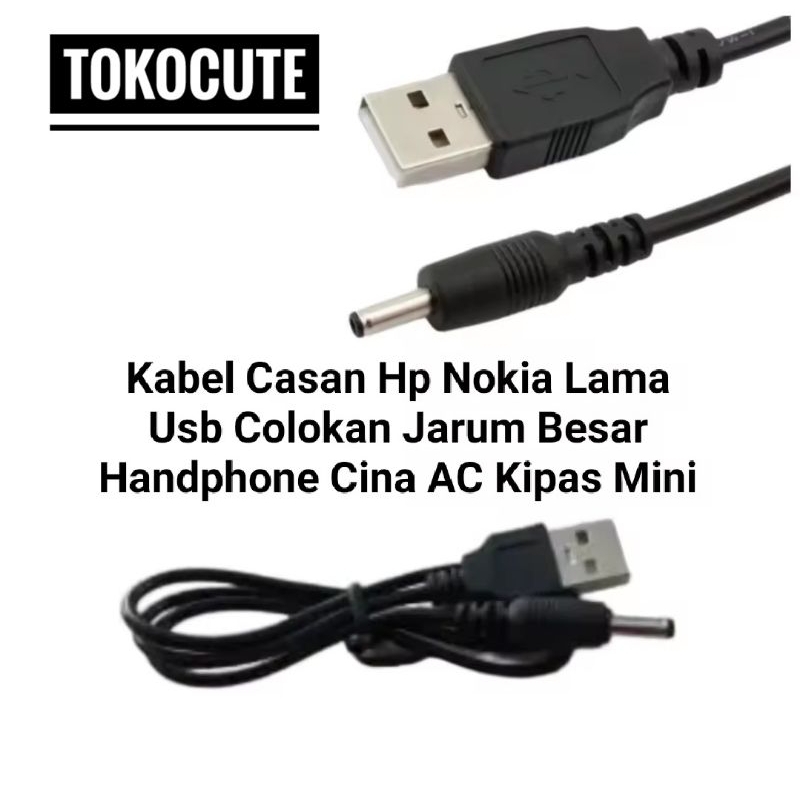 Kabel Charger Kipas Angin Portable, Kabel Casan HP Nokia HP CINA AC Mini, Colokan Nokia Jarum Besar
