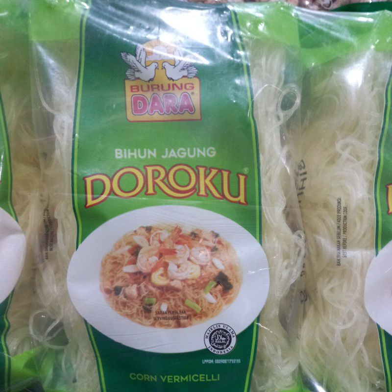 

BIHUN JAGUNG DOROKU CAP BURUNG DARA ISI 4 BIJI 316 GR