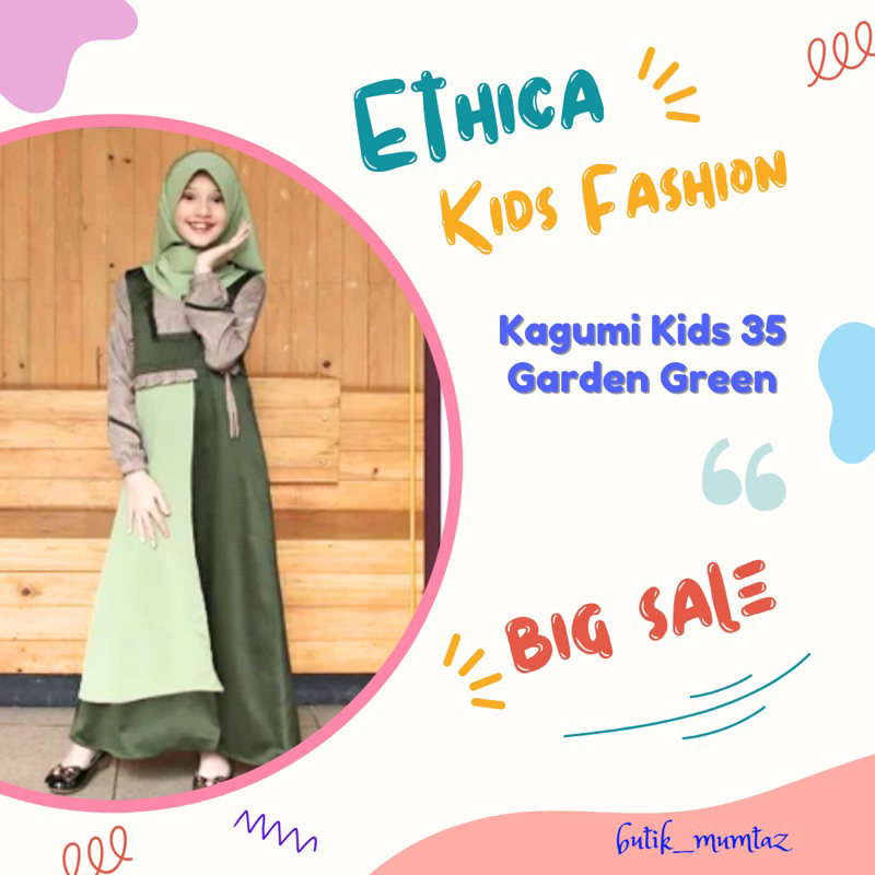 Kagumi Kids 35 Garden Green/Gamis Pesta Anak/Gamis Anak Ethica