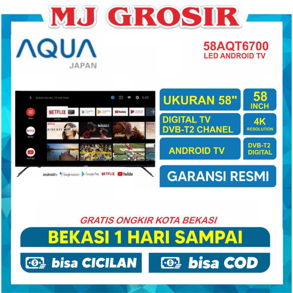 LED TV AQUA 58AQT6700 58 INCH INCH UHD 4K ANDROID TV