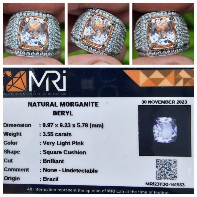 Natural Pink Morganite Beryl Top Luster Memo 3.55 crt