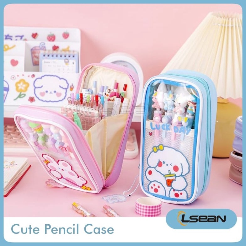 

Stok Banyak Tempat Pensil Motif Kartun Lucu Korea Multilayer Anti Air Stationery Case BJW