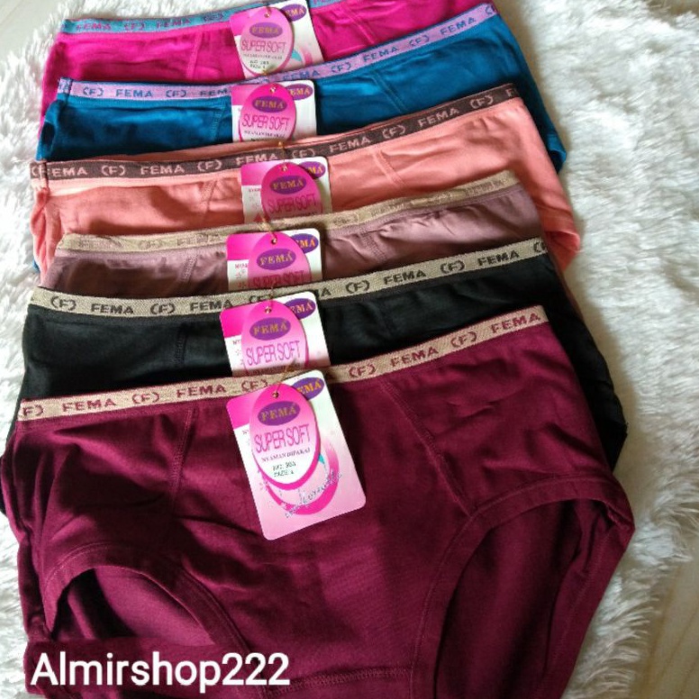 Diskon Promo 6PCS Celana Dalam FEMA Super Soft NyamanGrosir CD FemaCD Murah Fema 95