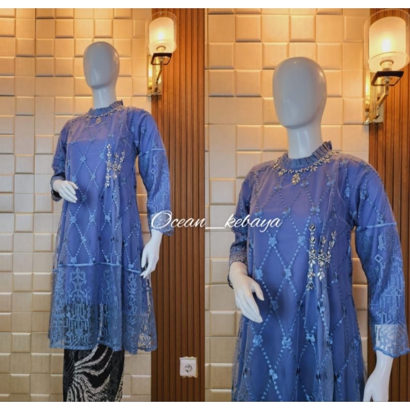 stelan kebaya tunik Payet ocean / kebaya lebaran / kebaya jumbo / kebaya murah