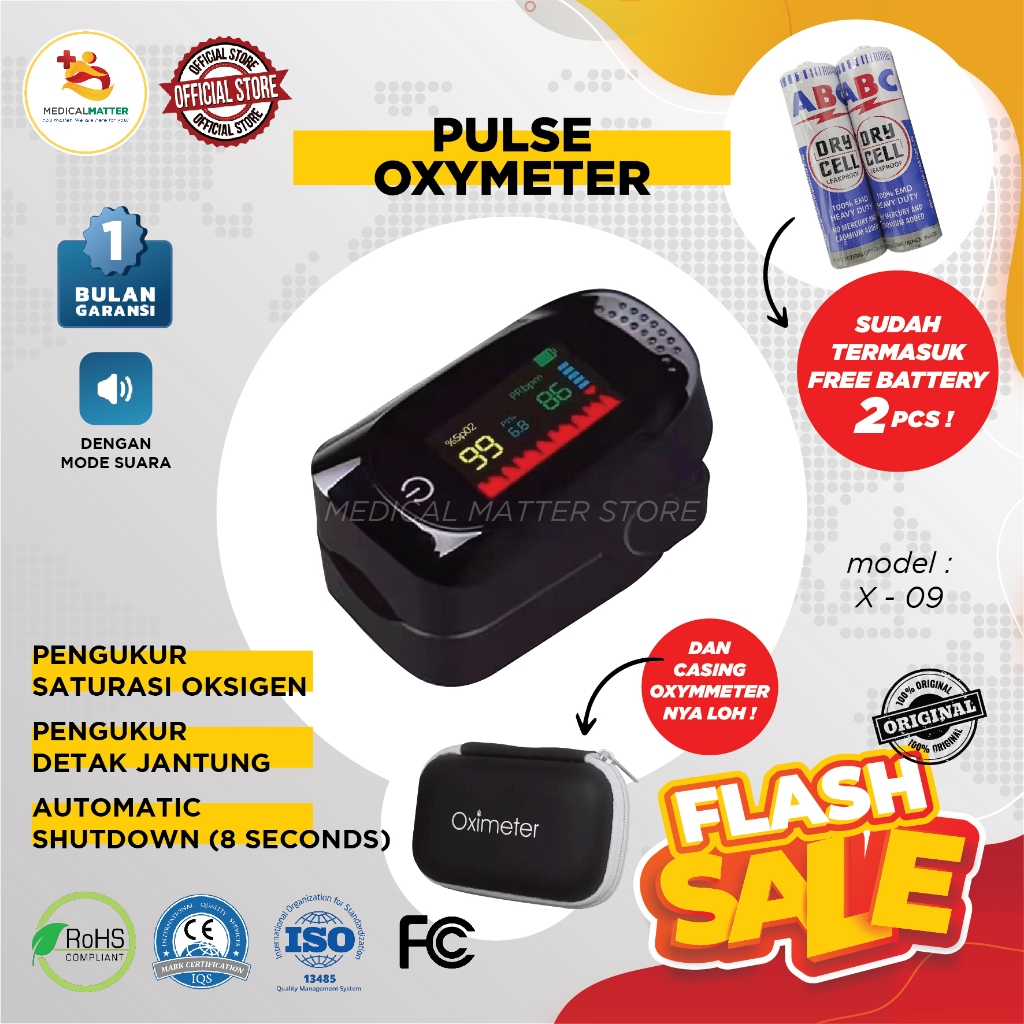 TaffOmicron Oxymeter Pulse , Oximeter Fingertip A2 , Omron, Saturasi Oksigen, Bonus Baterai ABC