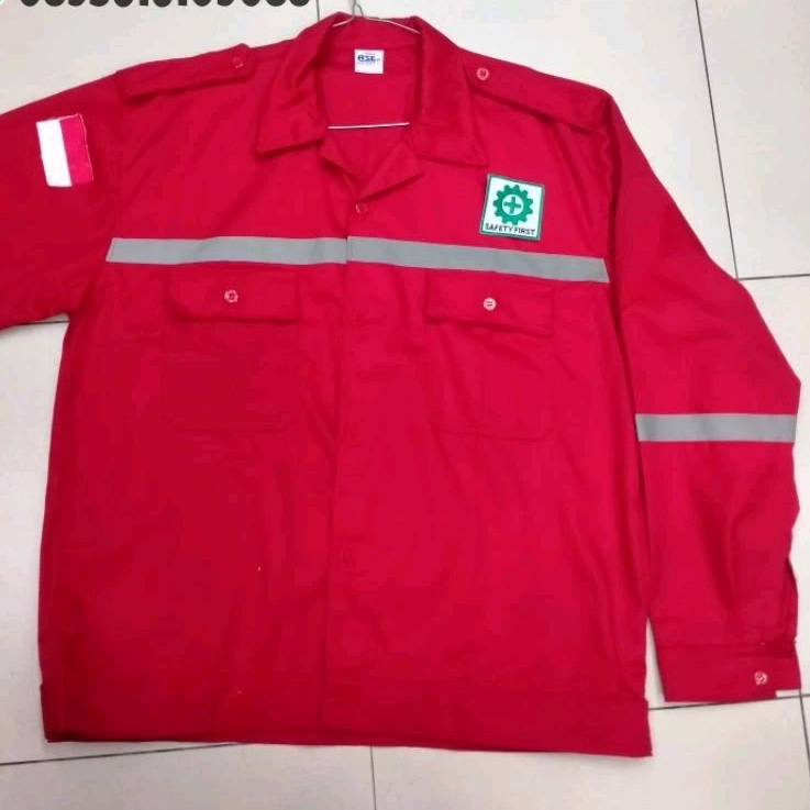 Wearpack Safety Baju Safety Baju Kerja PLUS Logo K3 dan Bendera, M-XXL