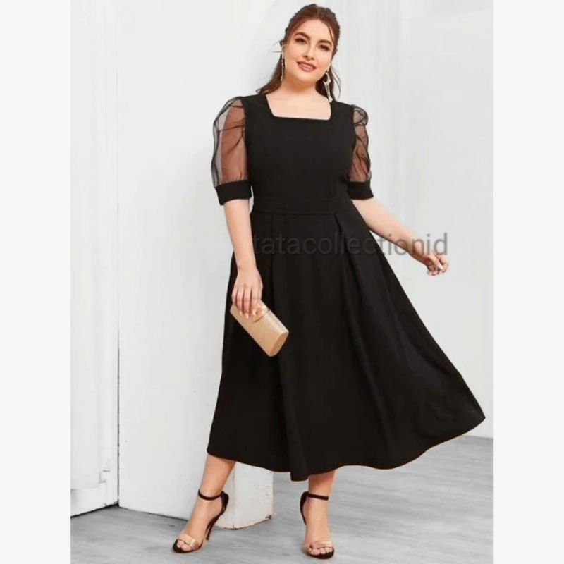 NEW BIG SIZE DRESS CINTHIA DRESS LENGAN TILE SABRINA DRESS KOREAN STYLE A LINE BODY CONE CHRISTAMAS 