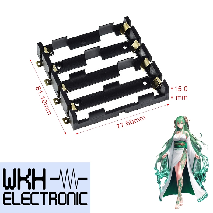 Holder 4x 18650 SMD SMT Battery Baterai Seri Paralel Lithium Ion