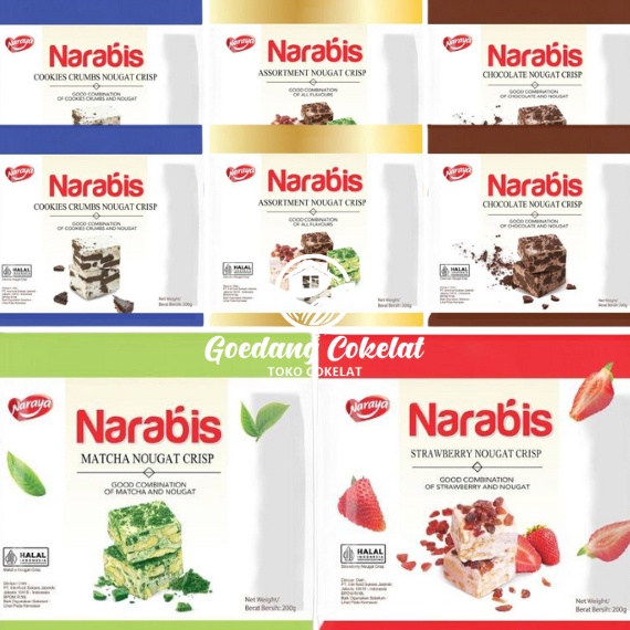 

PRODUK F8WTR Naraya NARABIS Chocolate Strawberry Matcha Cookies Cream Assortment Nougat Crisp 2g IWZ