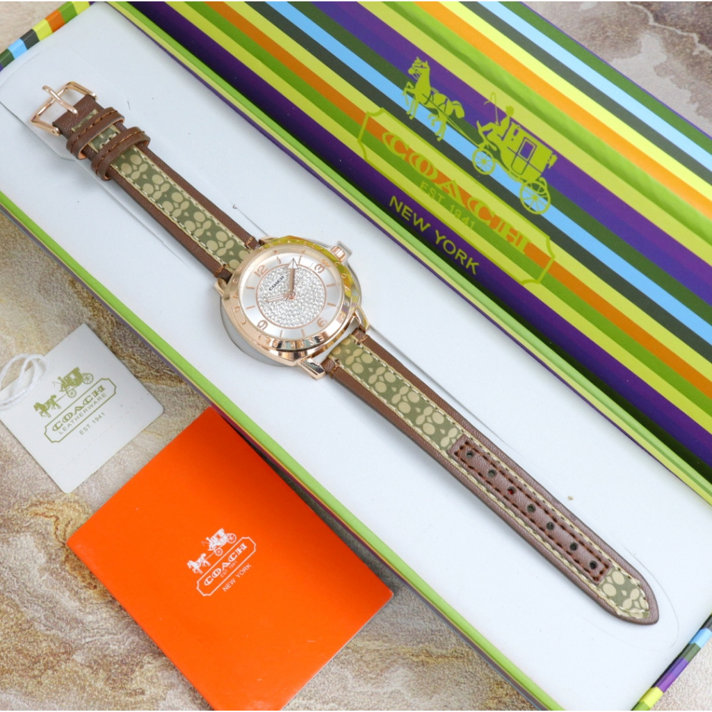 BISA COD Jam Tangan Wanita Terlaris Coach C3105Ui Tali Kulit Free Box Original, Kartu Garansi & Bate