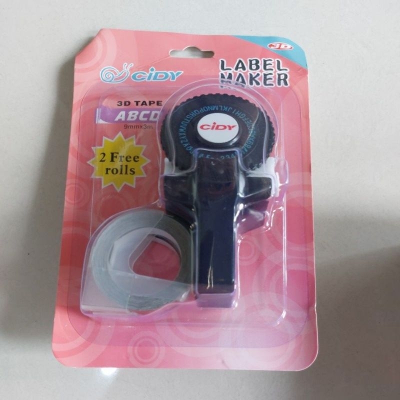 

Label Maker Emboss merk Cidy 101 warna HITAM free 2refill + gift sampel tape 30cm