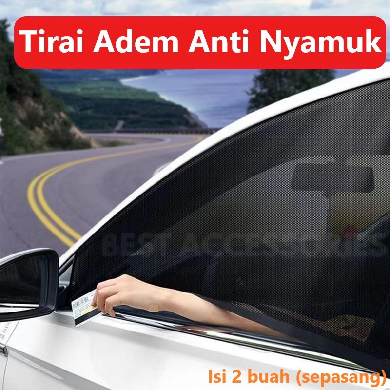 Tirai Jaring Anti Nyamuk Pelindung Panas Kaca Mobil Truk Ventilasi Udara