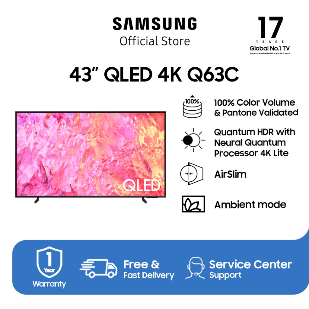 [Online Exclusive] Samsung Smart TV 43 inch QLED 4K Q63C  - QA43Q63CAKXXD