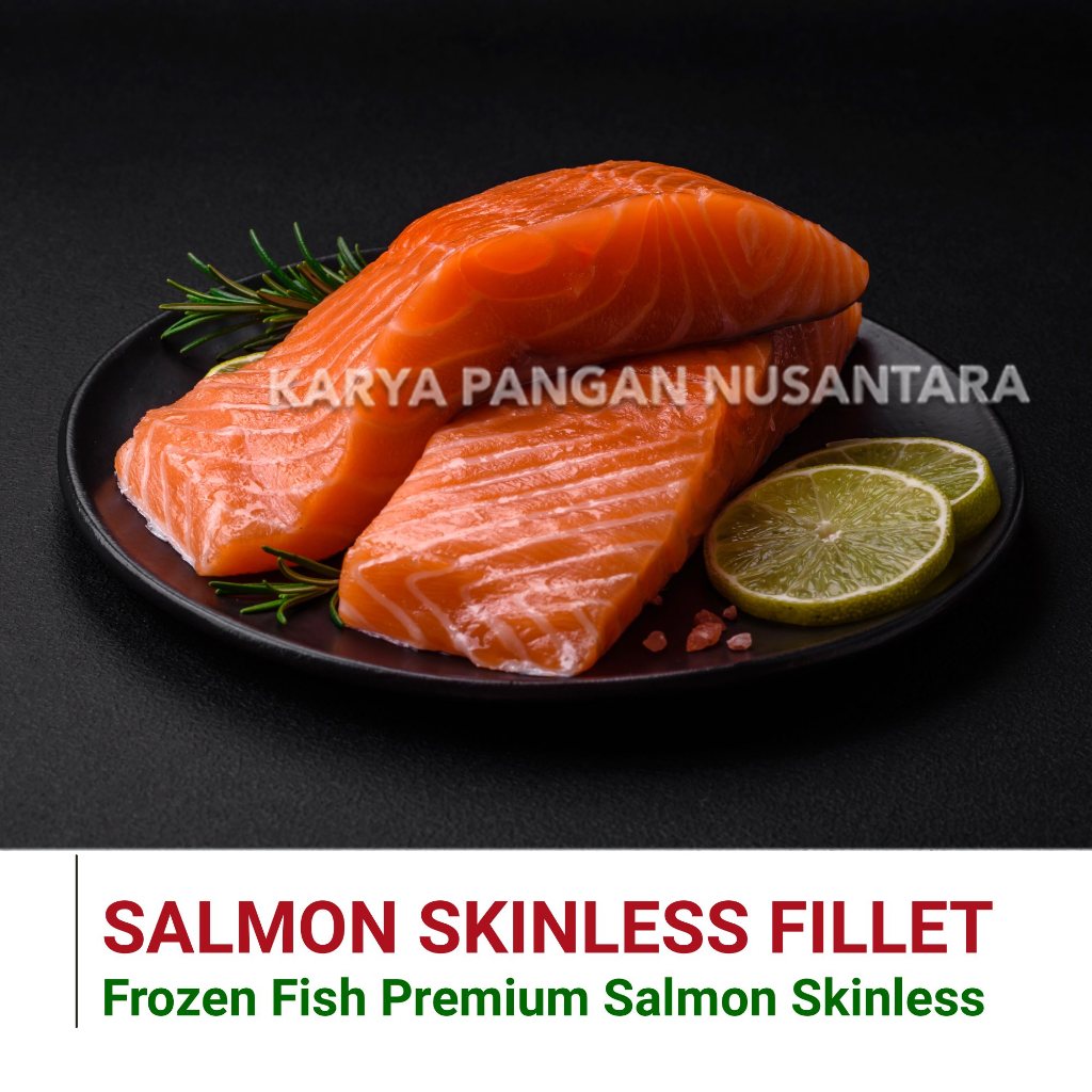 

IKAN SALMON FILLET PREMIUM SALMON SKINLESS FILLET CUT PACK 110-140GR