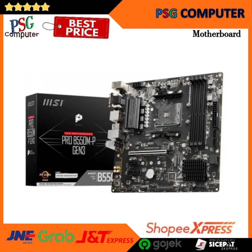 MSI PRO B550M-P GEN 3 MOTHERBOARD AMD B550 AM4 mATX 4x slot DDR4