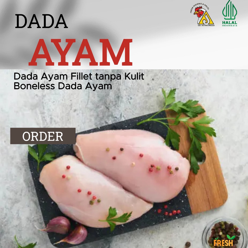 

modelTipe JRA338 Daging Ayam Dada Fillet Boneless Tanpa Kulit