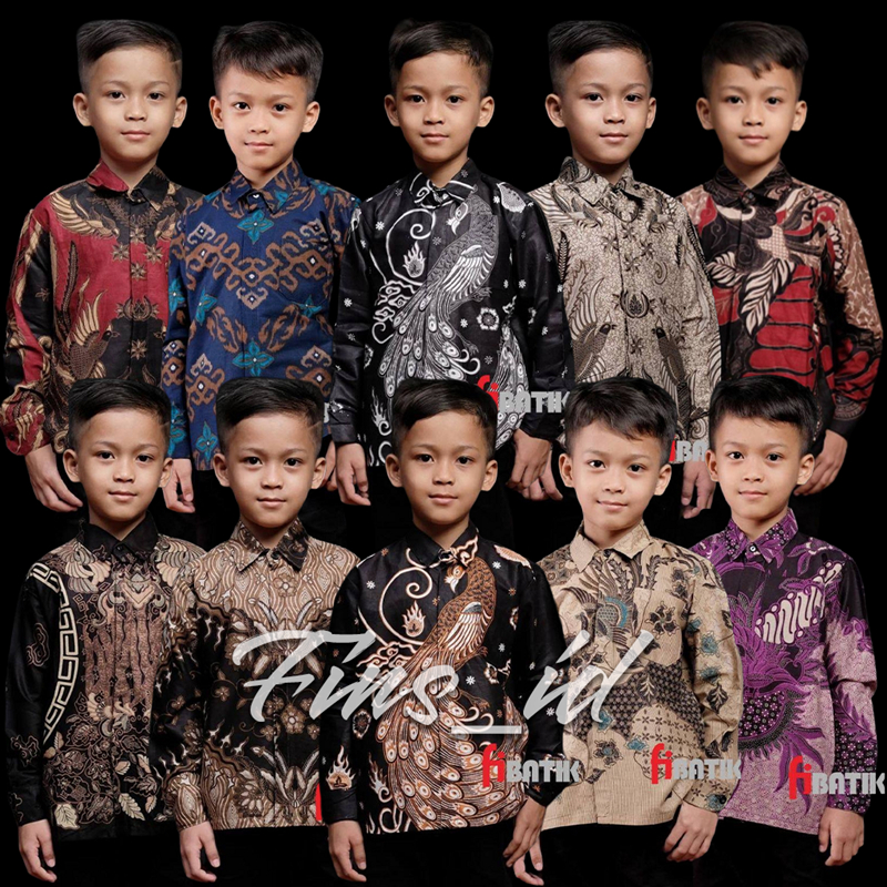 Baju Batik Anak Lengan Panjang Usia 2-13 Th Kemeja Formal Pesta Anak Cowo Laki Laki Modern Kekinian 