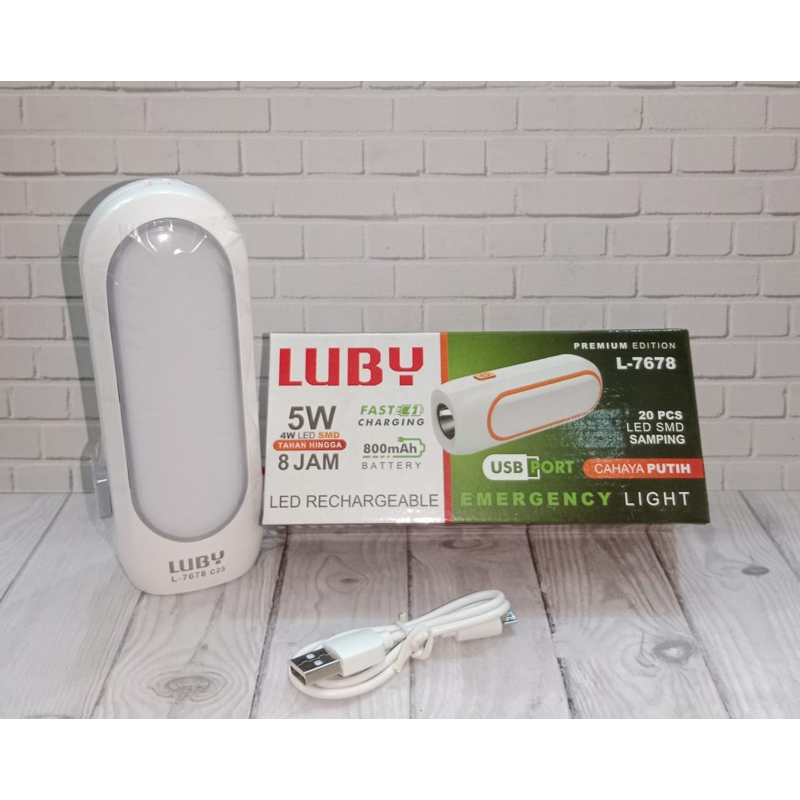 SENTER CAS LUBY L-7678 5 W + 20 LED SMD / SENTER TANGAN + LAMPU EMERGENCY - LUBY