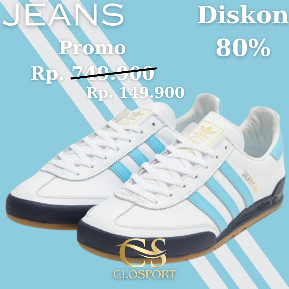 sepatu pria putih original 100% Adidas Jeans Ice Blue Mastery Outsole Black Gum Sneakers 3 Garis Pre