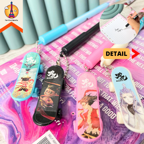 

Pulpen Gel Gantungan Skateboard Kecil Anime Api Tinta Hitam PG-1062 Stationery