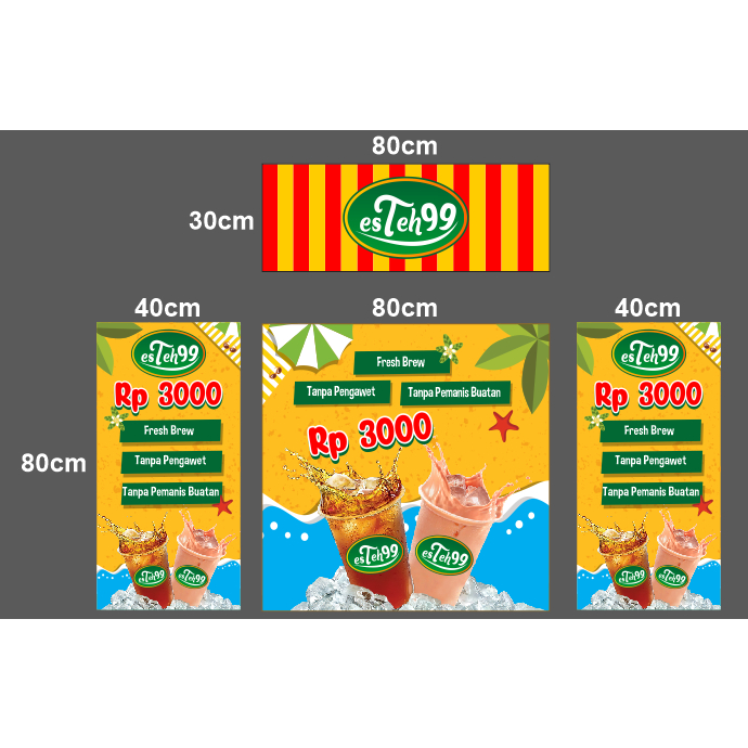 banner rombong es teh 99 ukuran sesuai gambar