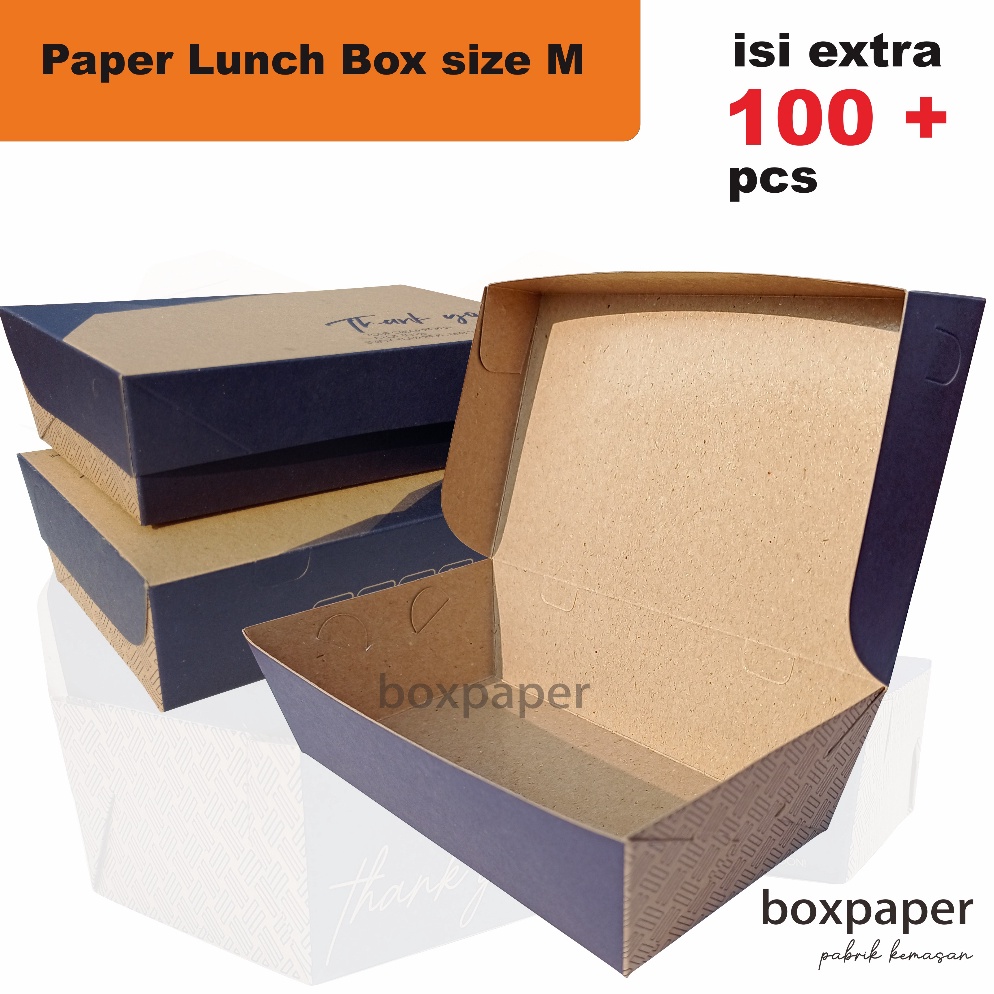 Terbaru Paper Lunch Box  size M isi 1pcs  Kraft Laminasi Kotak Makan Dus Nasi Ayam Bakar Goreng Gepr
