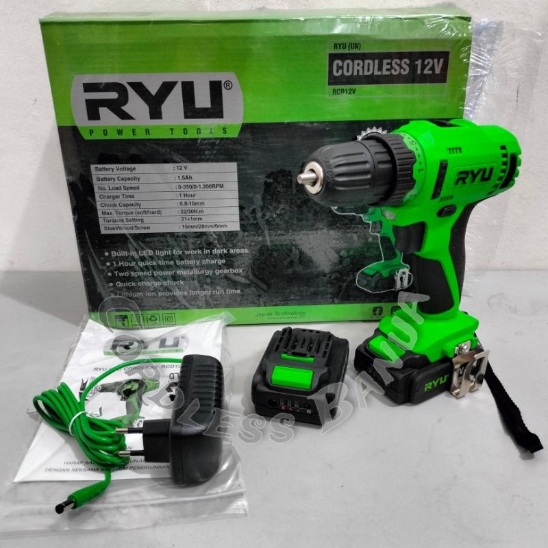 MESIN BOR CORDLESS "RYU" RCD 12V || MESIN BOR CES)TENAGA BATERAI 12VOLT 10MM