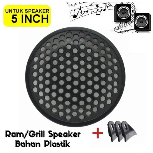 Ram Speaker 5 inch Plastik / Grill Speaker 5" Plastik Bulat + Catokan